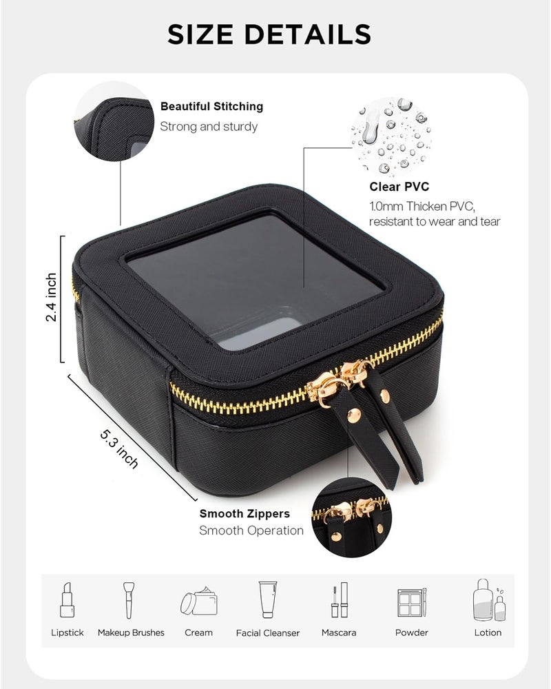 LETGO Clear Makeup Bags Small, Small Makeup Bag for Purse,Mini Clear Makeup Pouch Purse Organizer Fit Carry-on Travel Essentials,Cute Cosmetic Bags Car Accessories for Women (Mini-Black) - Image 3